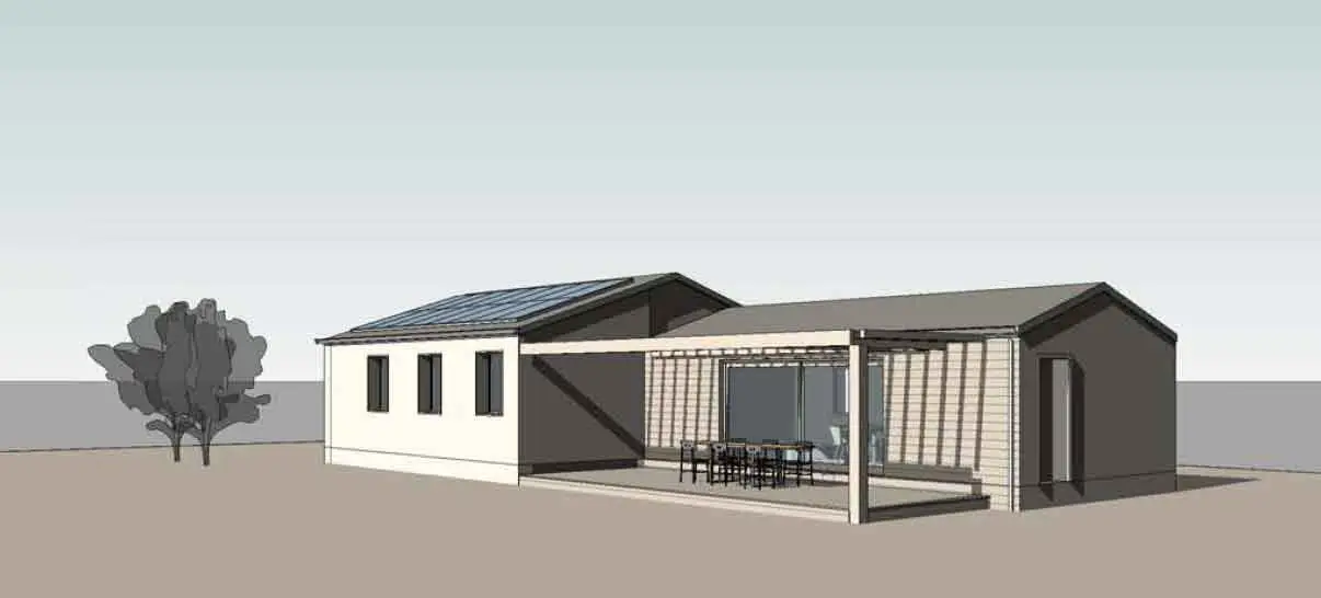 Linear development wooden house