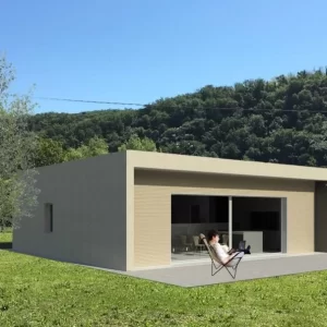 Casa in legno con tetto piano