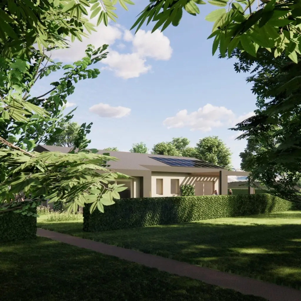 Una casa in legno nel verde