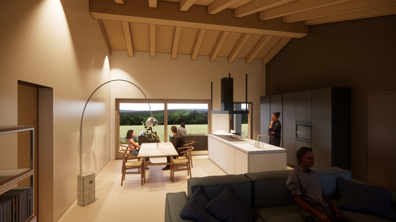 Un luminoso soggiorno cucina