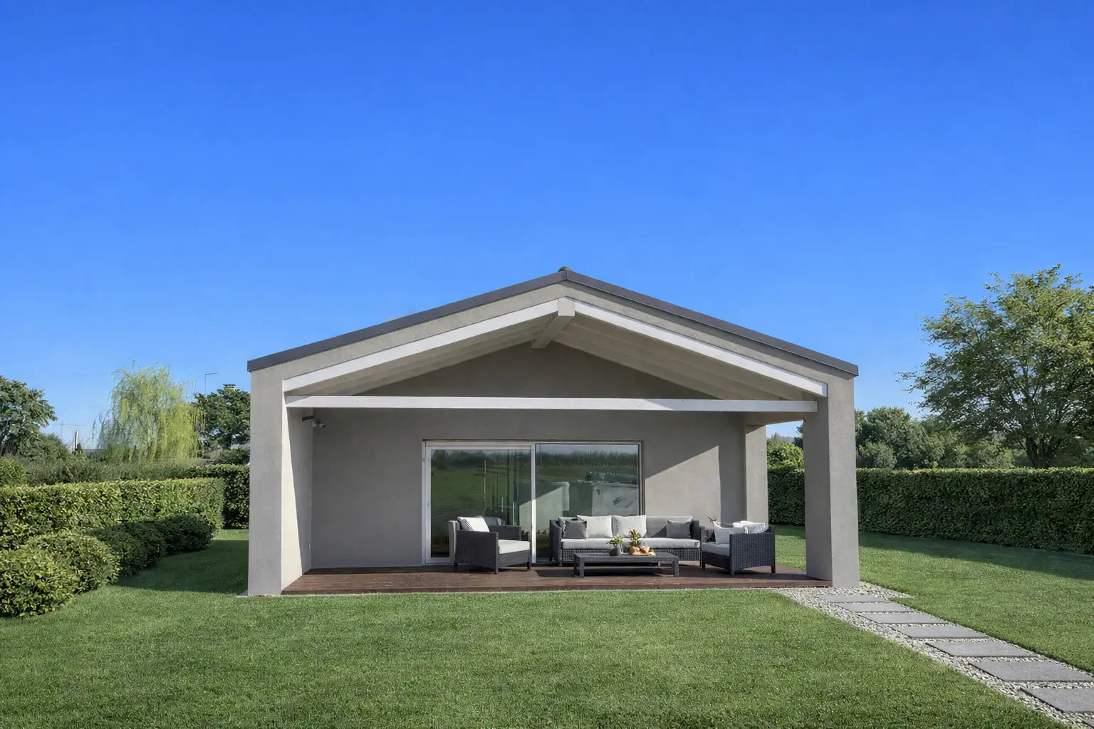 Casa ad un piano con portico